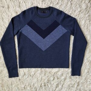 LNDR Merino Wool Flare Sweater Navy Top Stripe Size S/M